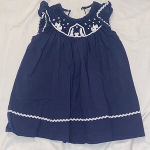 Navy Blue Kids Smocked Nativity Dress Christmas Dress Size 12-18 months